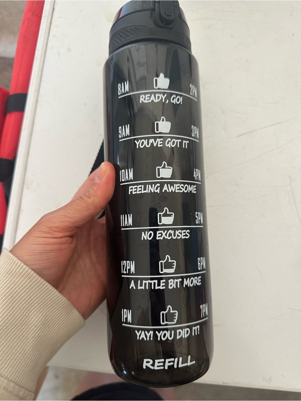 Black Motivational Water Bottle